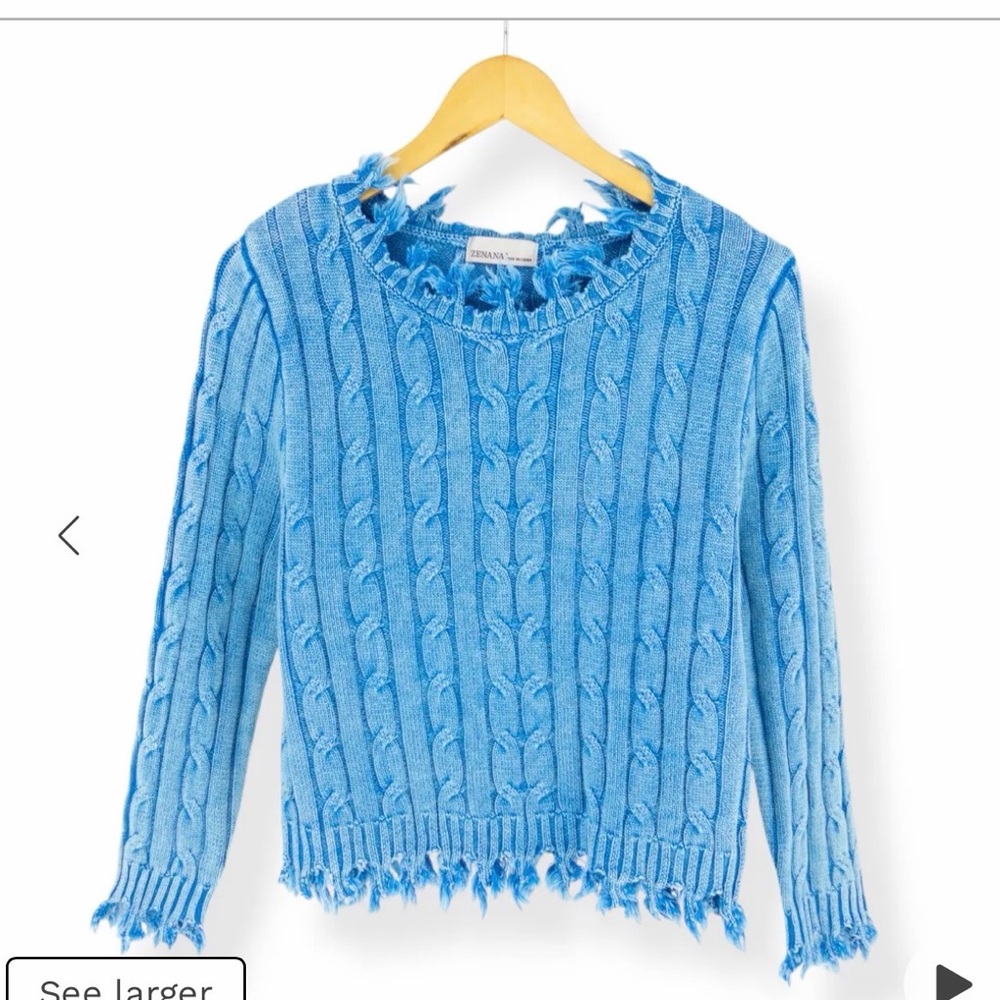 Zenana Cable Knit Fringe